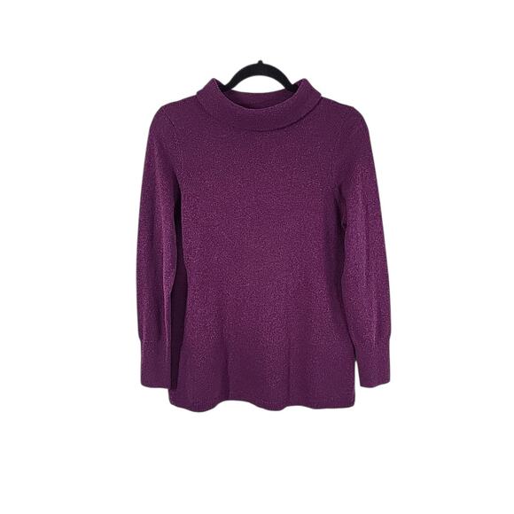 Talbots 100% Cashmere Sabrina Tunic Sweater Purple Medium Petite MP NEW Soft - Picture 1 of 16